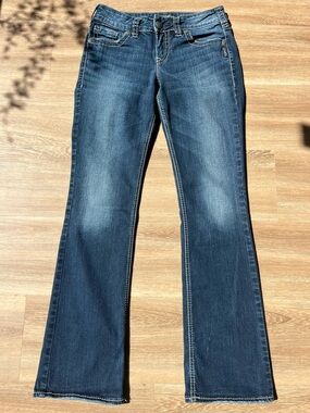 Women's Suki Mid Slim Boot Silver Jeans Fluid Denim Size 29/33